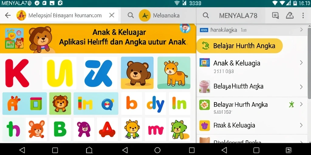 Antarmuka aplikasi MENYALA78 yang penuh warna dan interaktif.