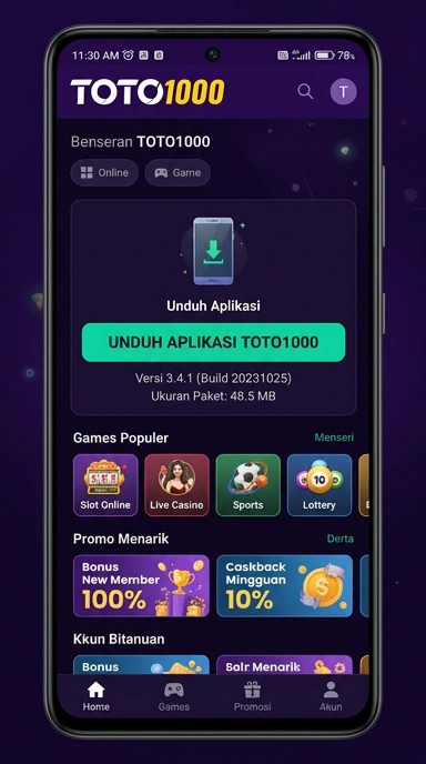 Tampilan halaman APK toto1000