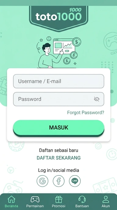Tampilan halaman login toto1000